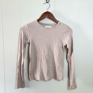 Velvet by Graham and Spencer ribbed long sleeve stretch shirt neutral M